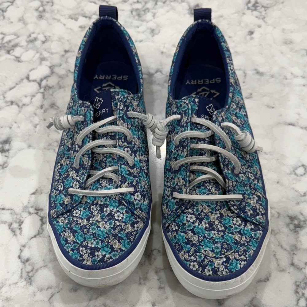 Sperry Women’s Blue Floral Sneakers size 11/42.5